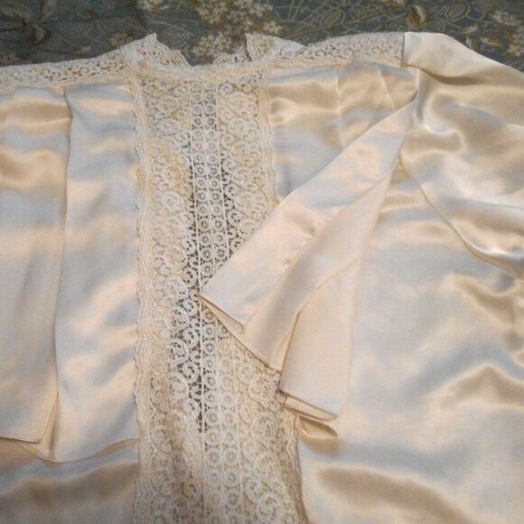 Silky Blouse Lace Fluid Sz Small Tuxedo Front Panel Pleats USA - Picture 5 of 7
